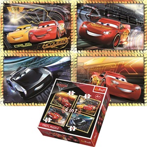 PuzzleEE _ 34276 Trefl/ 4 İN 1 Ready to Race / Disney Cars 3