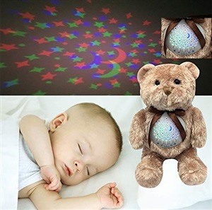 Timing plush bear with light music projector