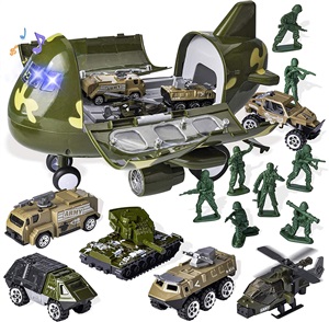 Military play set with slided truck forward power plane