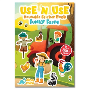 Dinomini Use 'N Use Reusable Sticker Book Funky Farm