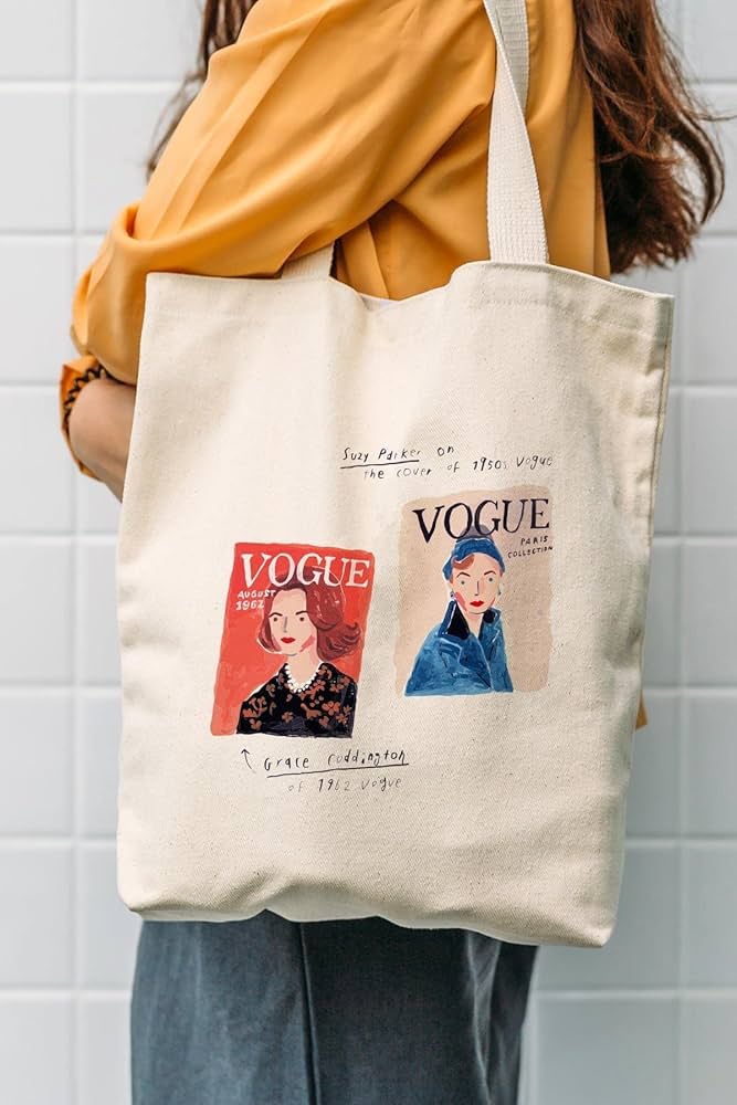 Vogue Baskılı Bez Çanta