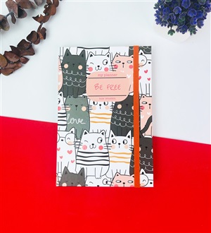 be Free Kedi Tasarımlı Defter Lastikli