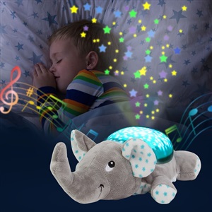 Timing plush elephant with light music projector