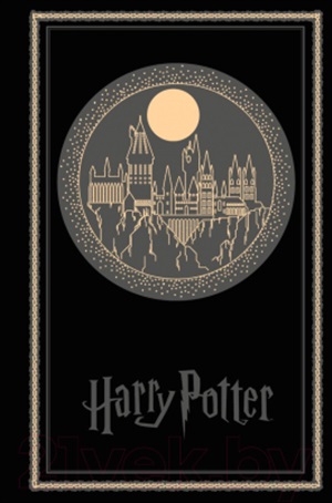 Блокнот. Гарри Поттер. Хогвартс (А5, 192 стр, цветной блок, обложка из черной кожи с золотым тиснением)