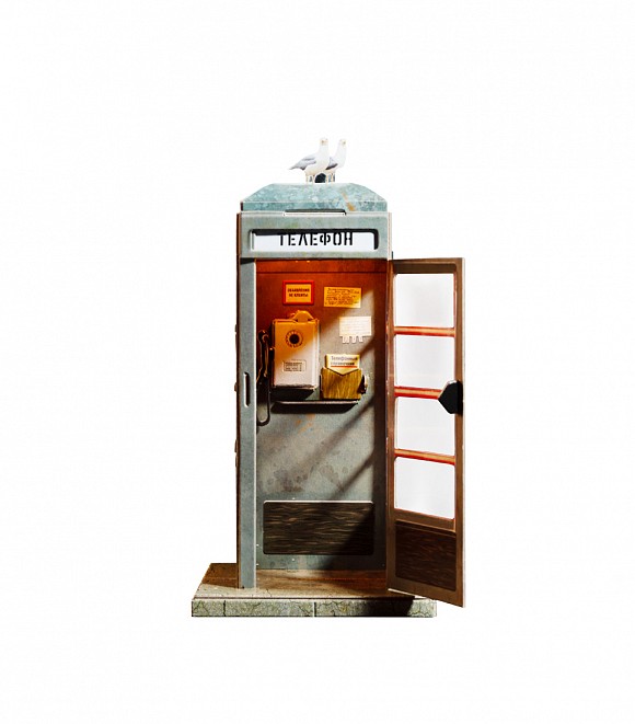 Sovet telefon kabinası (lampalı)