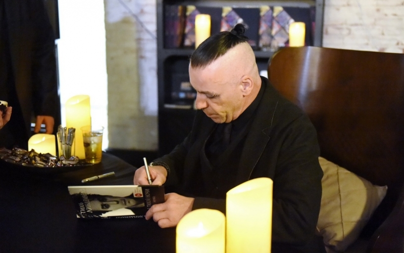 Till Lindemann (Rammstein) signs his book for fans at Baku Book Center